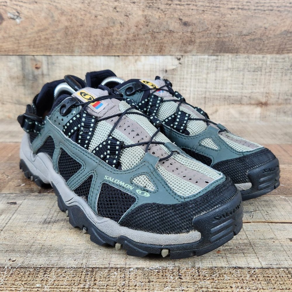 Salomon Techamphibian Women Sz 8 Trail Hiking Water Shoes Green Black 863424 - Picture 1 of 9